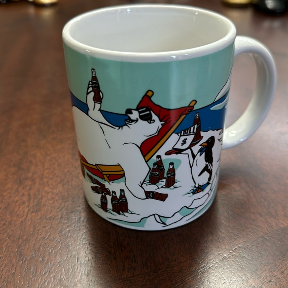 Vintage 90’s Coca Cola Coke Polar Bear Penguin Coffee Tea Ceramic Mug